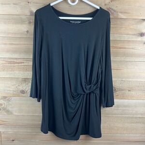 Soft Surroundings Womens Shirt Clara Tunic Long Sleeve Twist Knot Black Large